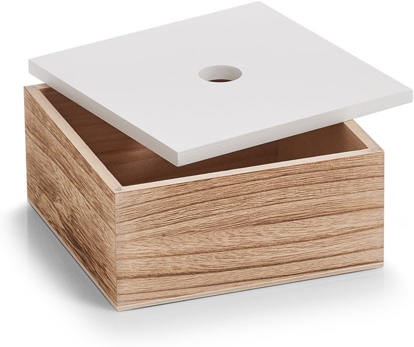 Zeller Aufbewahrungsbox, 3er Set, ca. 16 x 16 x 8 cm; 20 x 20 x 11,2 cm; 24 x 24 x 14 cm, weiss/Natu