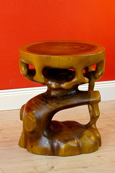 Kinaree Teak Beistelltisch Bonsai - 40cm Blumenhocker - Suar Holz Hocker in 2 Varianten Kolonial, Ko