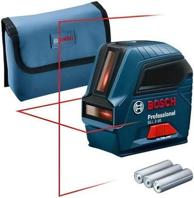 Bosch Professional Linienlaser GLL 2-10 (roter Laser, Arbeitsbereich: bis 10 m, 3x AA-Batterie, Tasc