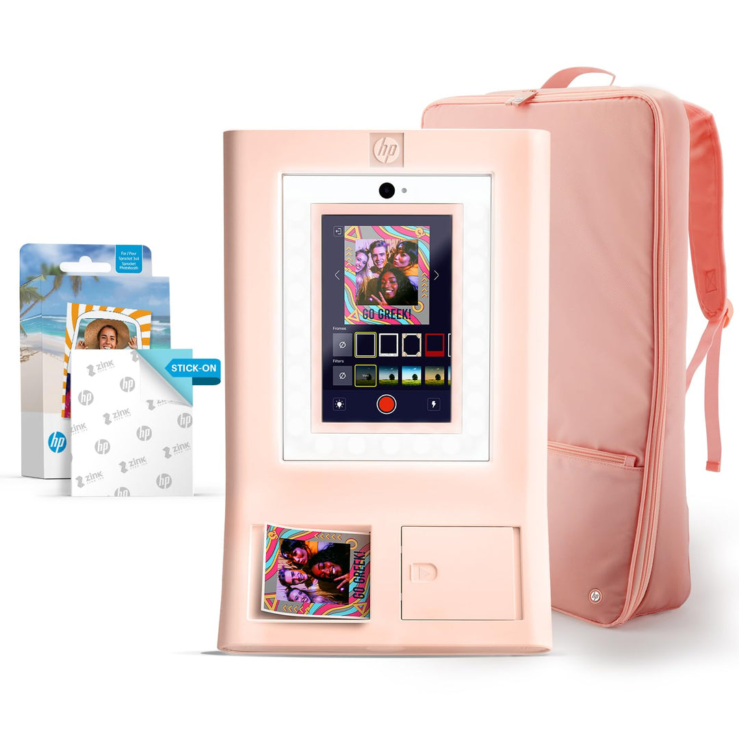 HP Sprocket Fotobox-Maschine Sofort-Farb-Fotodrucker (Pink) Starter-Paket + Zink-Papier (100 Blätter