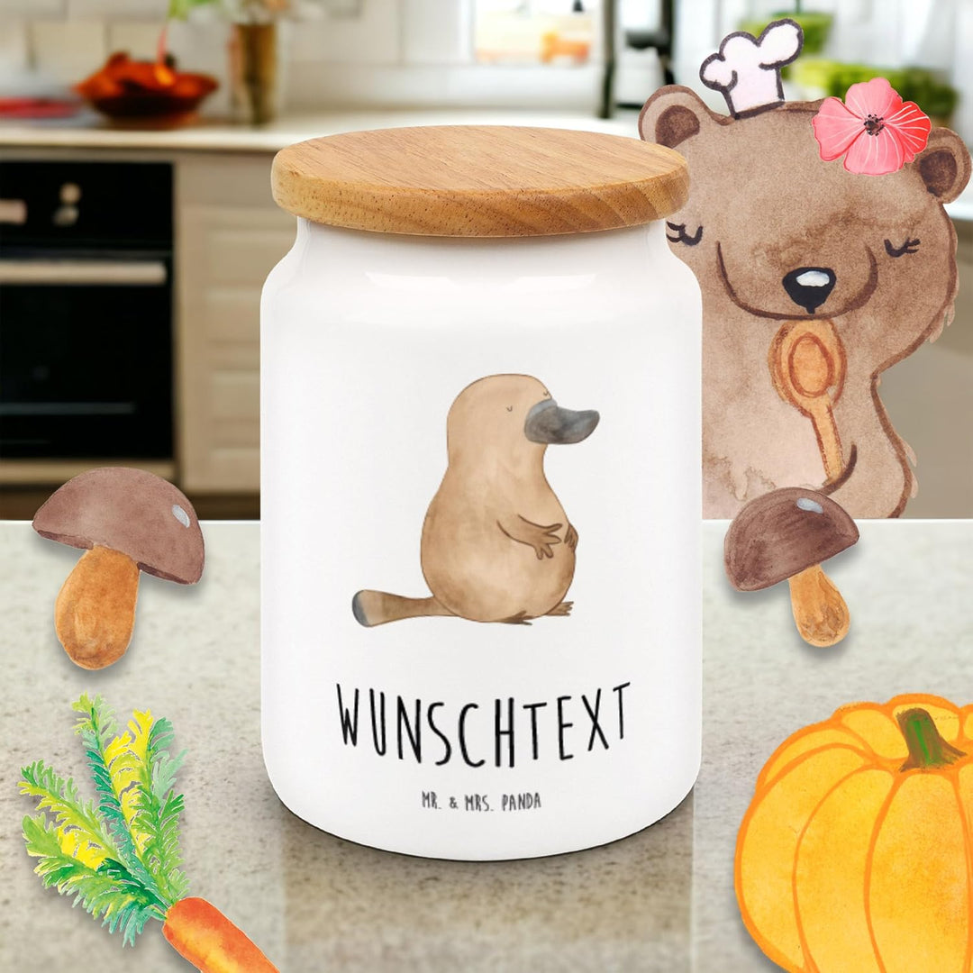 Mr. & Mrs. Panda Personalisierbare Keksdose Schnabeltier Mut - Personalisierte Geschenke, Motivation