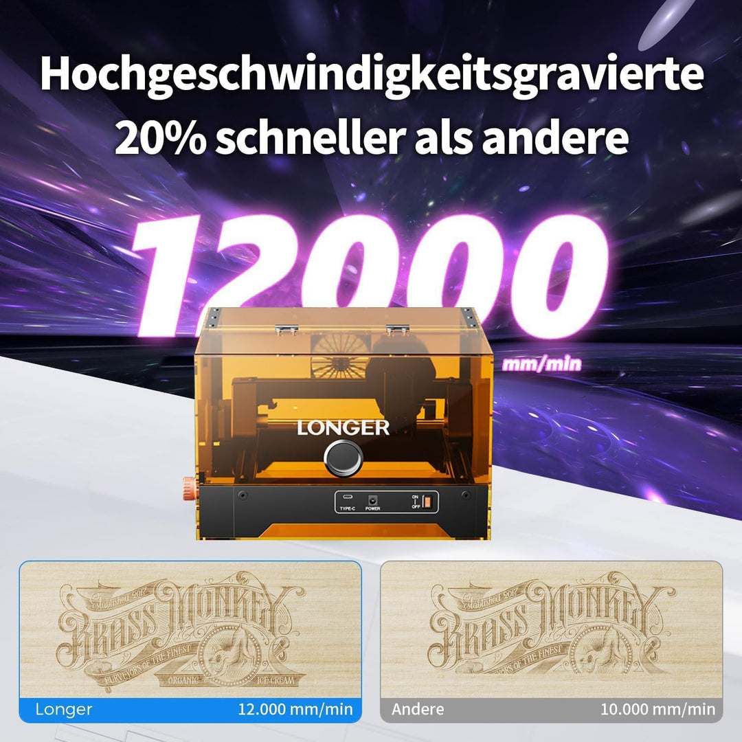 LONGER Newly upgraded Ray5 miniS 10W Laser Lasergravierer,für Holz, Metall, Acryl, Leder.12000 mm/mi