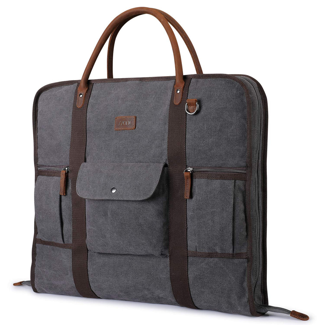 S-ZONE Herren Kleidersack Anzugtasche Canvas Kleidertasche für Geschäftsreisen L Grey-l, L Grey-l