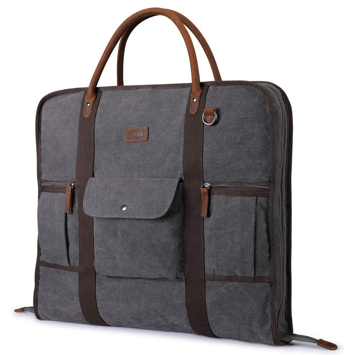 S-ZONE Herren Kleidersack Anzugtasche Canvas Kleidertasche für Geschäftsreisen L Grey-l, L Grey-l