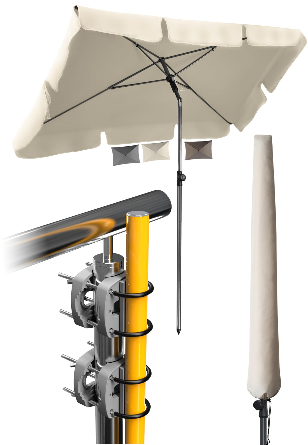 4smile Sonnenschirm Balkon SunnyShade, 200 x 125 cm, UPF 50+ Sonnenschirm rechteckig als Sonnenschut