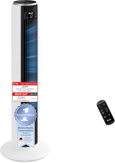 Levoit 20 dB sehr leiser Turmventilator mit Fernbedienung, 7,9 m/s Ventilator mit Kühlung, 90° oszil