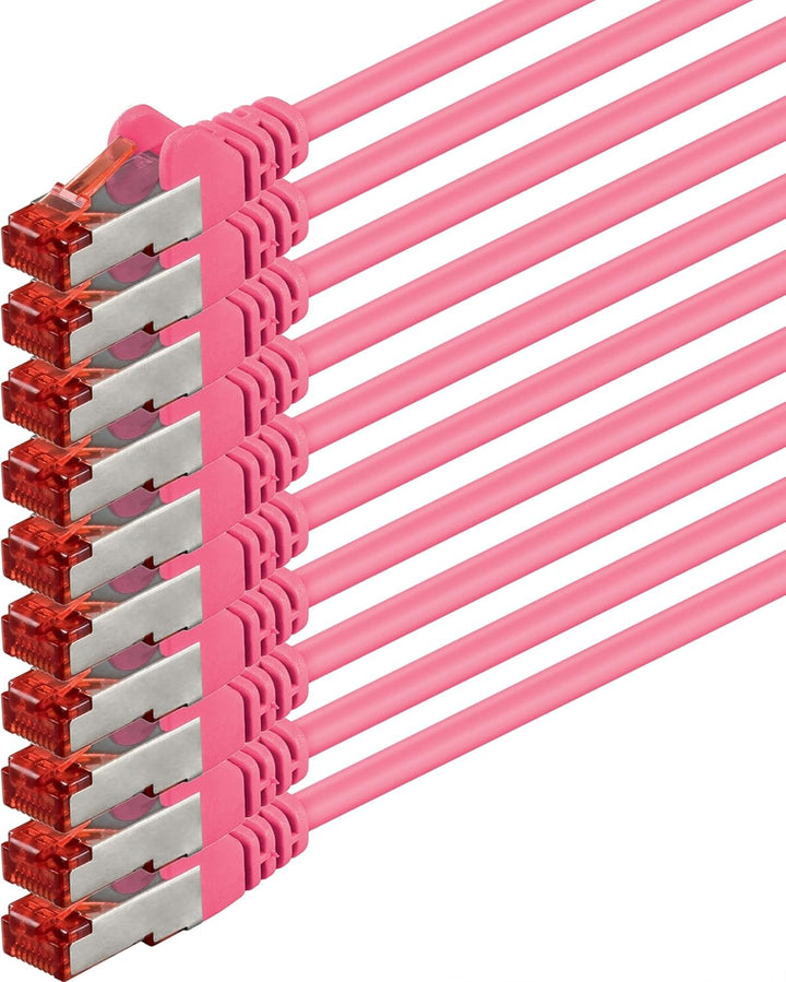 1aTTack.de 10x 0.25m Cat6 Cat.6 Ethernet-Kabel Cat 6 Netzwerk-Kabel Patch-Kabel RJ45 SFTP - Magenta