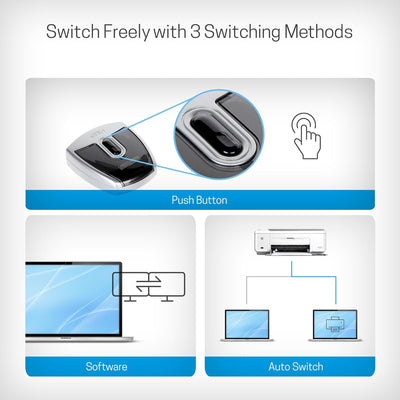 ATEN 2-Port USB 2.0 Peripheral Switch, Schwarz, Silber