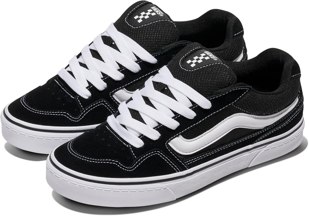 Vans Herren Caldrone Sneaker 48 EU Suede Mesh Black White, 48 EU Suede Mesh Black White