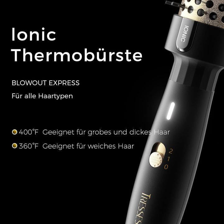 Thermal Brush, Thermobürste Negativ-Ionen, Wärmebürste Rundbürste mit 2 Temperaturstufen, Stylingbür