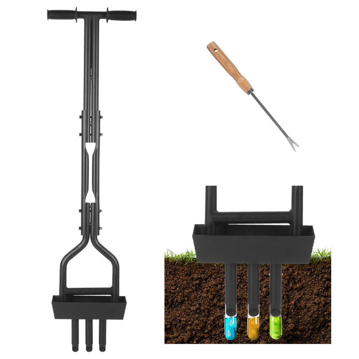 Manueller Rasenlüfter mit Ablageschale, Profi Aerifizierer für Rasenpflege, Hohlspoon Rasenspecht mi