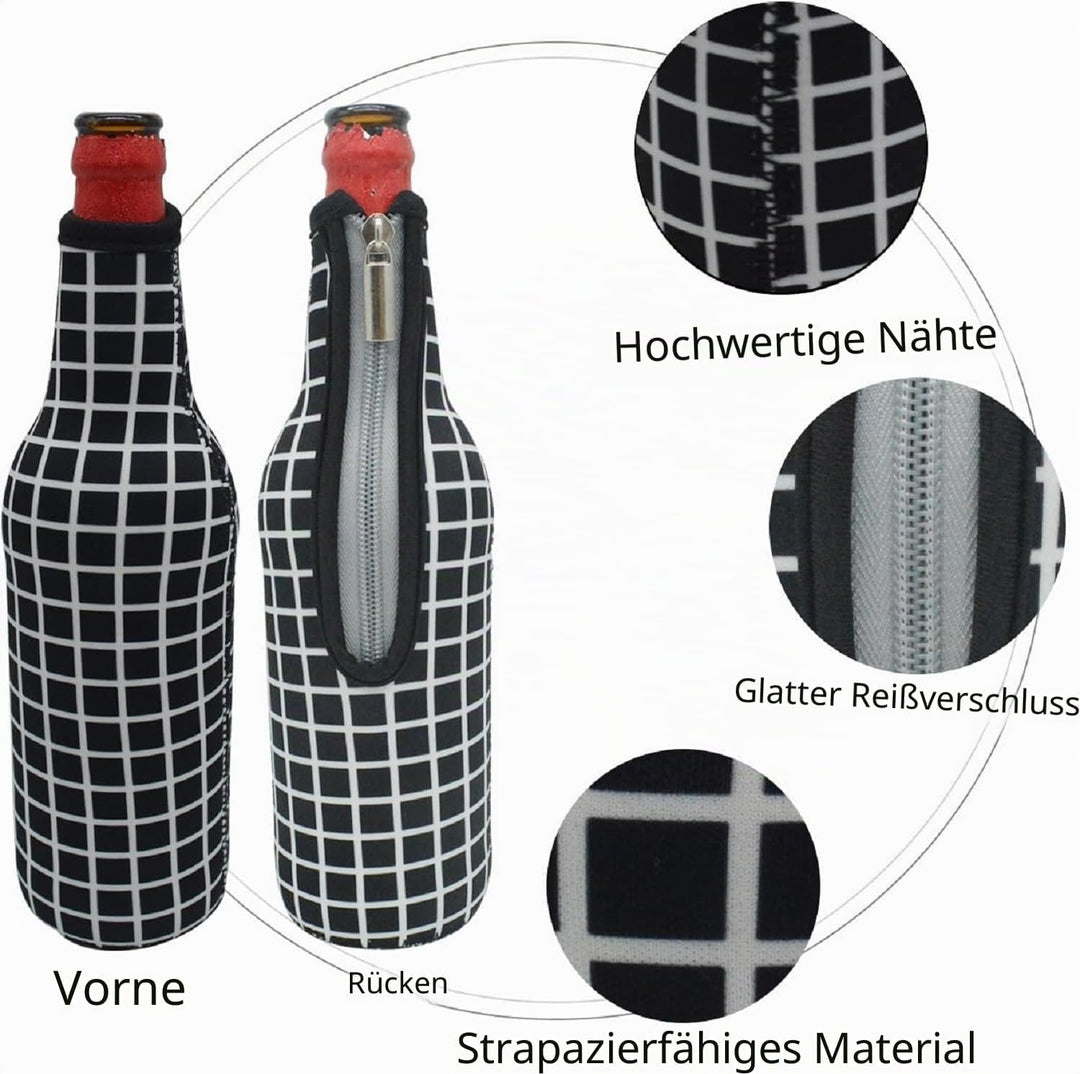 Bierflaschenkühler mit Reissverschluss, 500 ml, isoliertes Neopren, Bierflaschenhülle, Tragetasche f