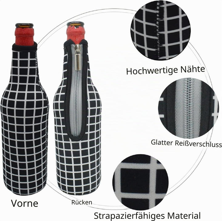Bierflaschenkühler mit Reissverschluss, 500 ml, isoliertes Neopren, Bierflaschenhülle, Tragetasche f