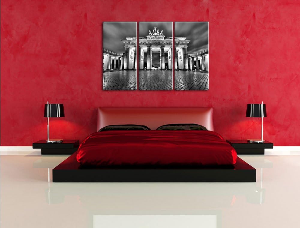 Pixxprint Brandenburger Tor als Leinwandbild/Grösse: 3 Teilig (120x80 cm) cm/Wandbild/Kunstdruck/fer