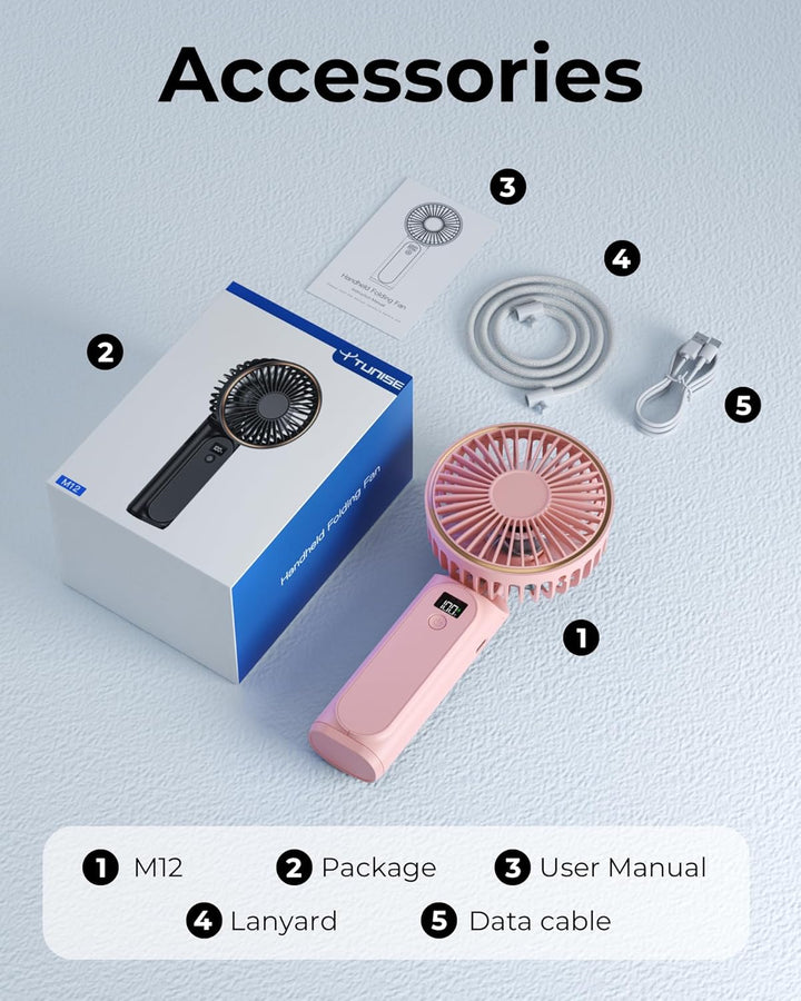 Tragbarer Mini-Ventilator Mit 4000mAh und LED-Display - 180° Verstellbar, Wiederaufladbar, 6 Geschwi