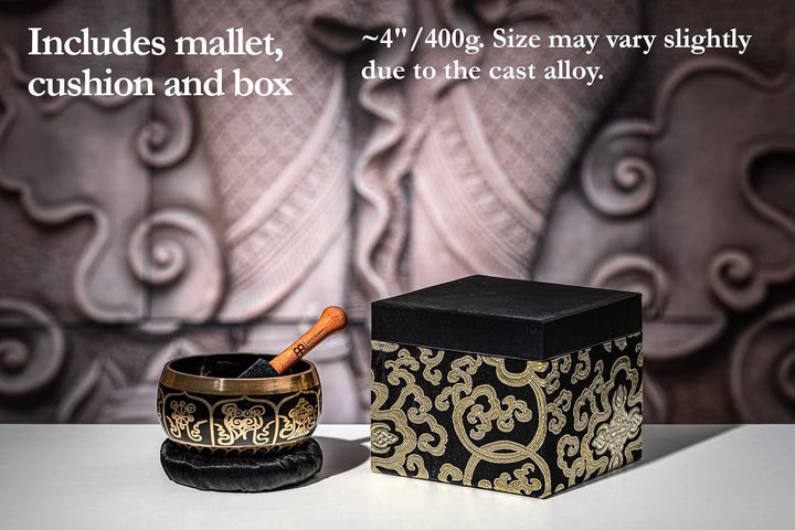 Sonic Energy Ornamental Singing Bowl – Geschenke Set, 400g Klangschale – Meditation, Deko, Yoga – in