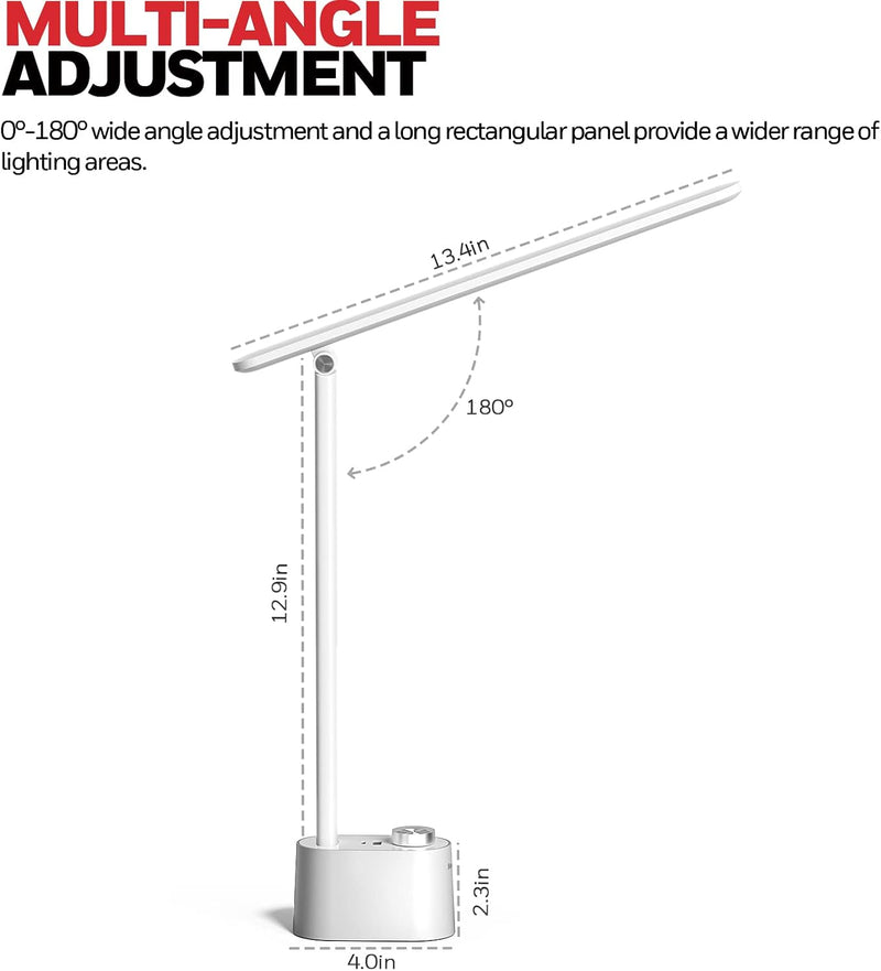 Honeywell Schreibtischlampe LED Desk Lamp mit A+C USB Tageslichtlampe Schreibtisch Tageslicht mit 3