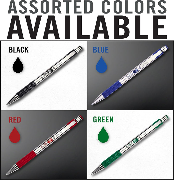 Zebra F-301 Stainless Steel Retractable Ballpoint Pen, 0.7mm, Business Assorted, (27174) by Zebra Pe