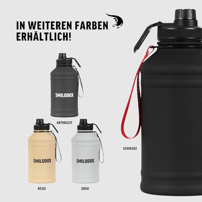 SMILODOX Edelstahl Trinkflasche 1,3 Liter - Extra Stark Sport & Fitness Wasserflasche mit Druckversc