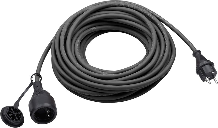 Meister Gummi-Verlängerungskabel 10 m – für aussen (IP44) – Schuko-Kupplung – schwarz 10 m (Modell 1