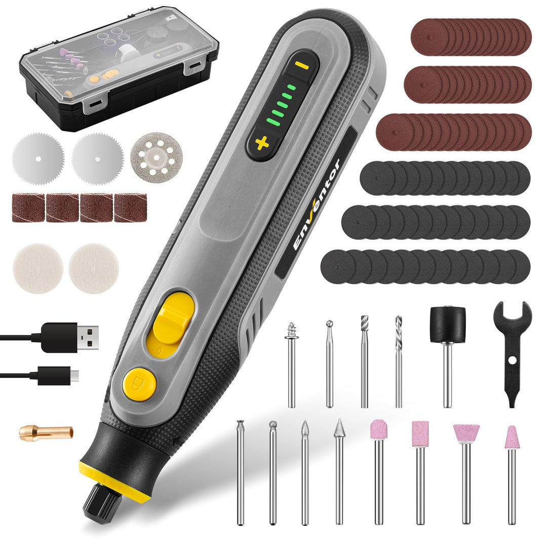 Enventor 4V Mini Multifunktionswerkzeug Akku, Rotationswerkzeug-Set, 5 Variable Geschwindigkeiten, 5