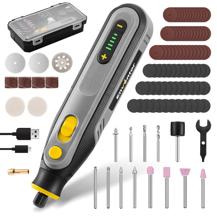 Enventor 4V Mini Multifunktionswerkzeug Akku, Rotationswerkzeug-Set, 5 Variable Geschwindigkeiten, 5