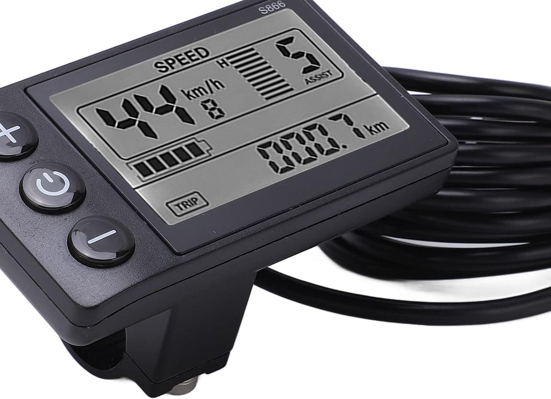 Tbest Display LCD Bildschirm 48v Fahrrad mit SM Stecker, S866 Elektro-Fahrrad Display LCD Messgerät