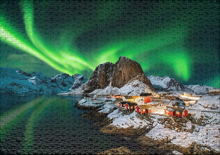 Ulmer Puzzleschmiede - Norwegen-Puzzle „Aurora Borealis - Nordlichter“ – Klassisches 1000 Teile Puzz
