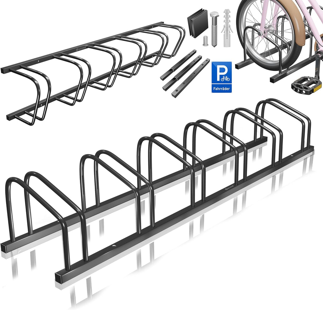 KESSER® Fahrradständer für 6 Fahrräder inkl. Parkschild | Mehrfachständer mit 37cm Radabstand für 30