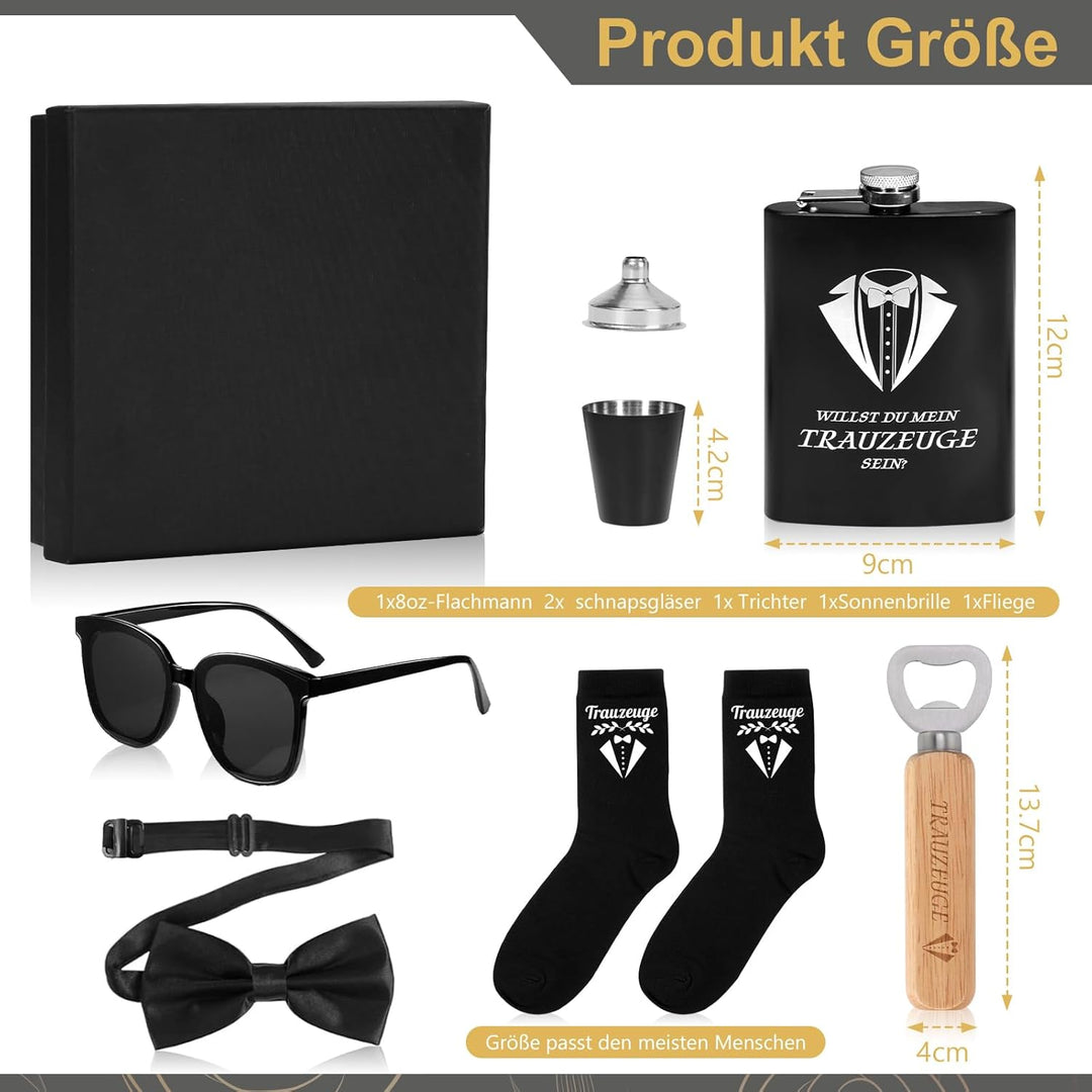 Trauzeuge Fragen Mann Willst Du Mein Trauzeuge Sein 8oz Flachmann Socken Flaschenöffner Mit Holzgrif