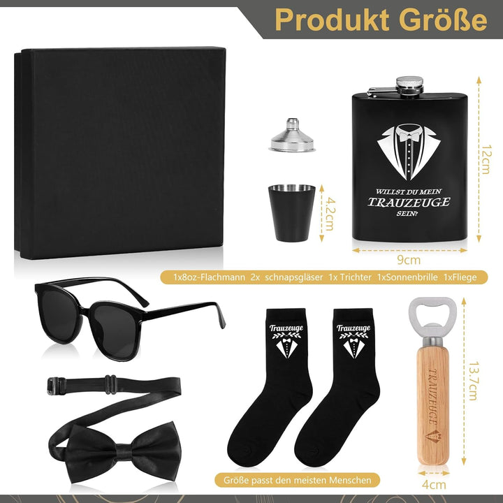 Trauzeuge Fragen Mann Willst Du Mein Trauzeuge Sein 8oz Flachmann Socken Flaschenöffner Mit Holzgrif