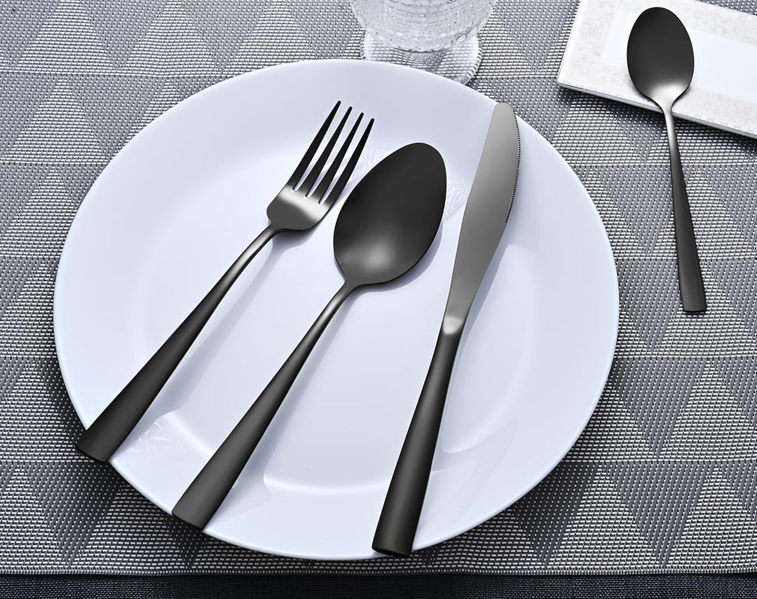 Otto Koning Besteck set 32-teilig - Besteckset Schwarz aus Hochwertigem Edelstahl, Modernes Bestecks