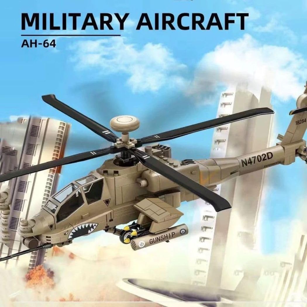 WANGE Modell des Apache-AH-64-Hubschraubers Zum Zusammenbauen Mit Bausteinen. Flugmodellbau 1:48. An