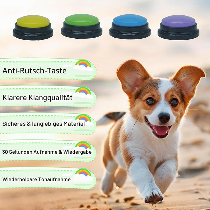 Gelabur Set von 4-Hundetasten für Kommunikation, Voice Recordable Tasten für Klassenzimmer, Hundetra