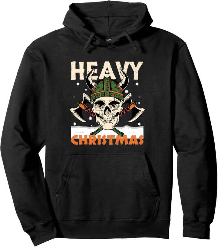 Heavy Christmas Wikinger und Metal Weihnachten Kopf Männer Pullover Hoodie
