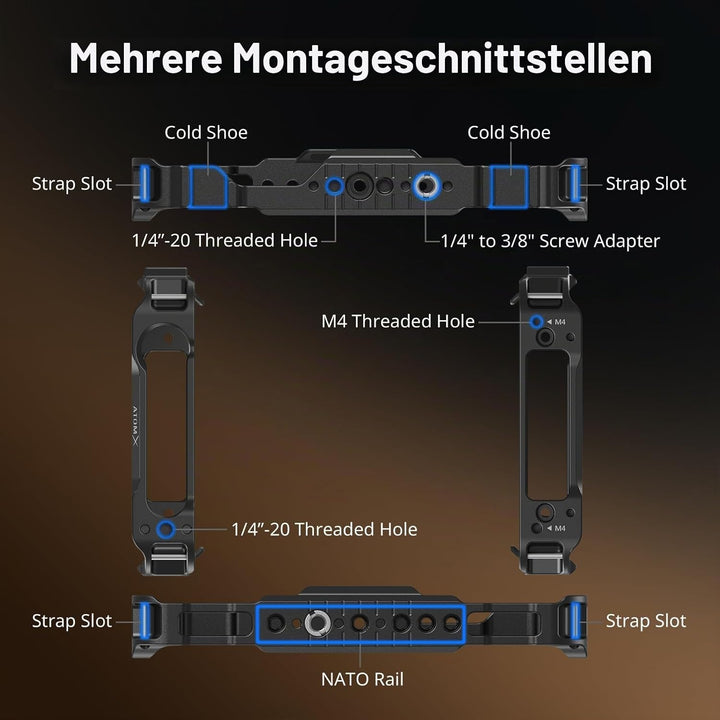 SMALLRIG Monitor Cage für Atomos Ninja V, Käfig mit Befestigungspunkten und SSD-Laufwerksperren - 22