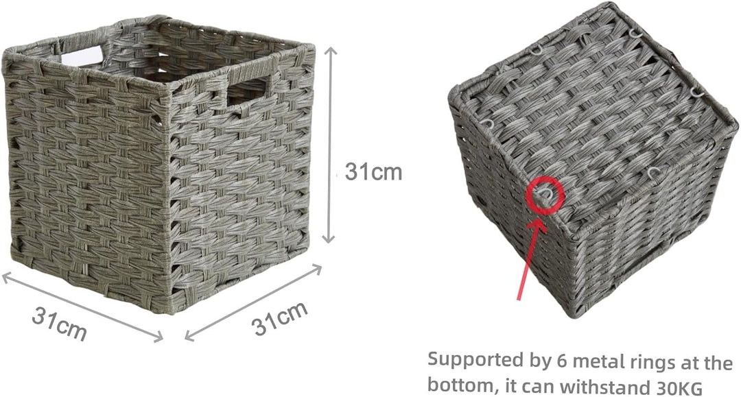 Aufbewahrungskorb, 31x31x31cm Aufbewahrungsboxen aus Polypropylene und Metallstreifenfür Vorratskamm