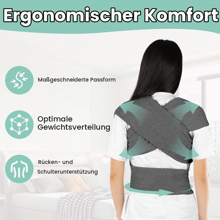 AOOWU Babytrage Tragetuch Baby Neugeborene bis 15 kg - Freihändiges Babytragetuch -Einfach Anzuziehe