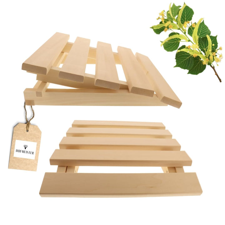 2X HOFMEISTER® Höhenverstellbare Kopfstütze für die Sauna aus Linden-Holz, 40 cm, ergonomisch einste