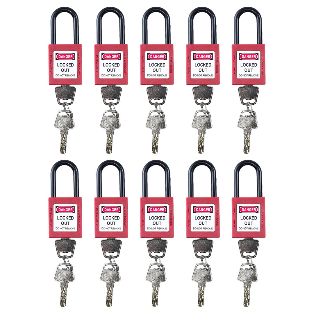 10 Stück Lockout Vorhängeschloss, 38mm Nylon-Sicherheits-Vorhängeschloss mit Schlüssel, Lockout-Schl