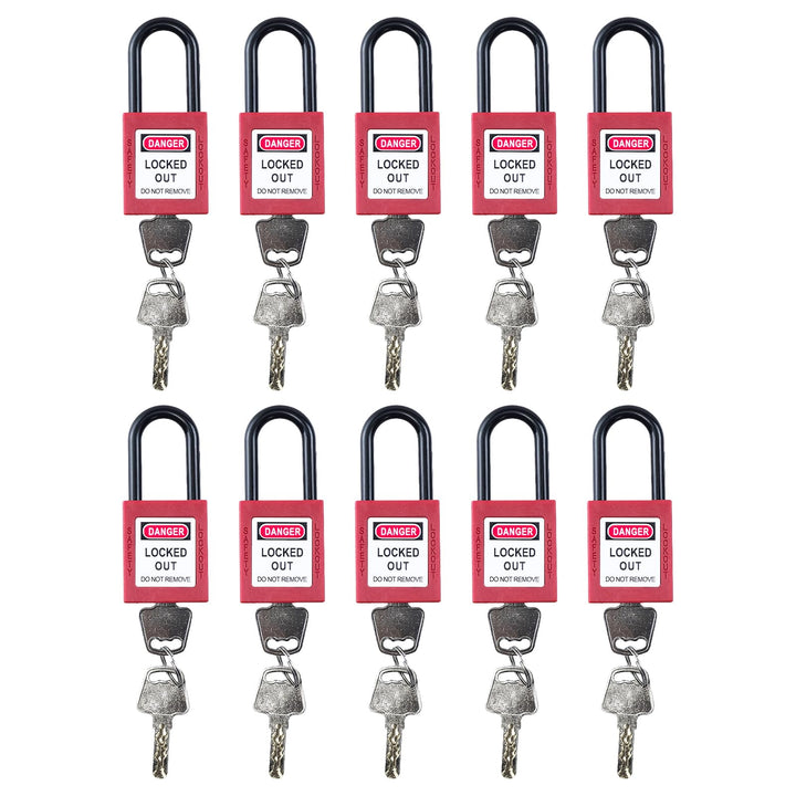 10 Stück Lockout Vorhängeschloss, 38mm Nylon-Sicherheits-Vorhängeschloss mit Schlüssel, Lockout-Schl