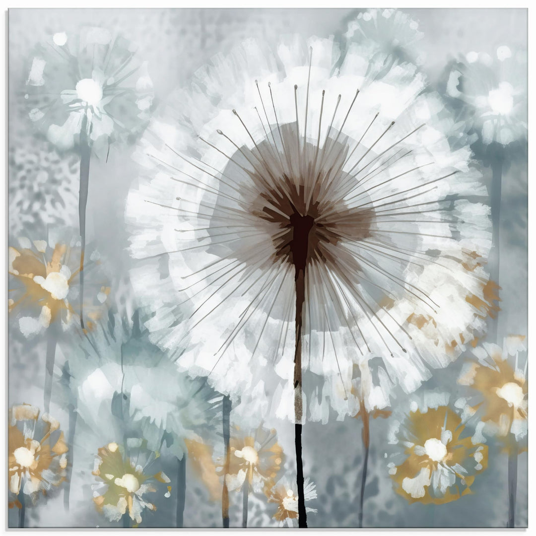 Artland Glasbilder Wandbild Glas Bild einteilig 50x50 cm Quadratisch Abstrakte Kunst Pflanzen Blumen