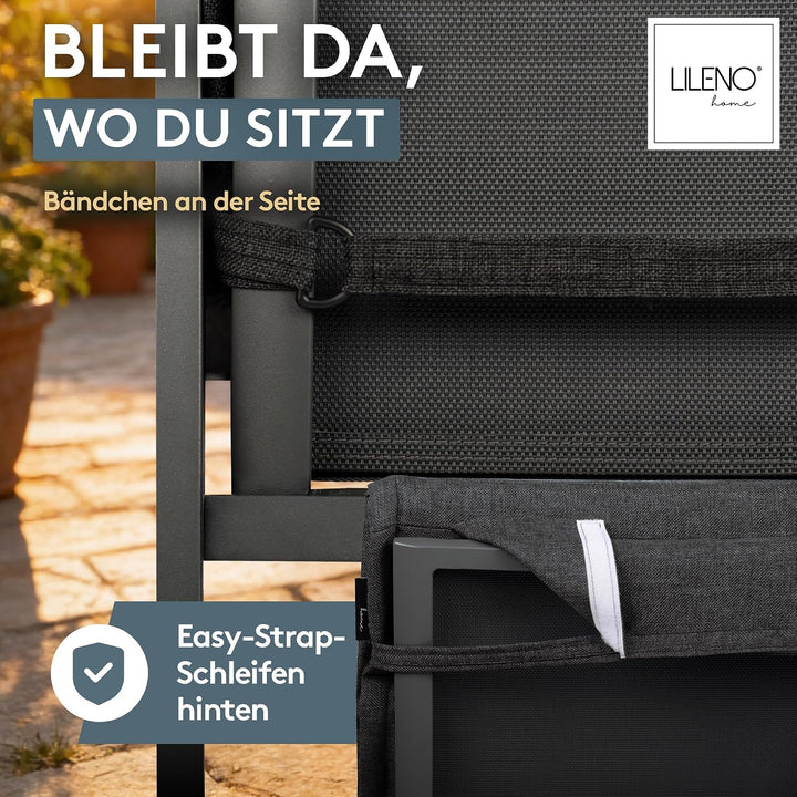 LILENO HOME Gartenstuhl Auflagen als [1er Set - Niedriglehner] in Anthrazit - Bequeme Liegen als Sit