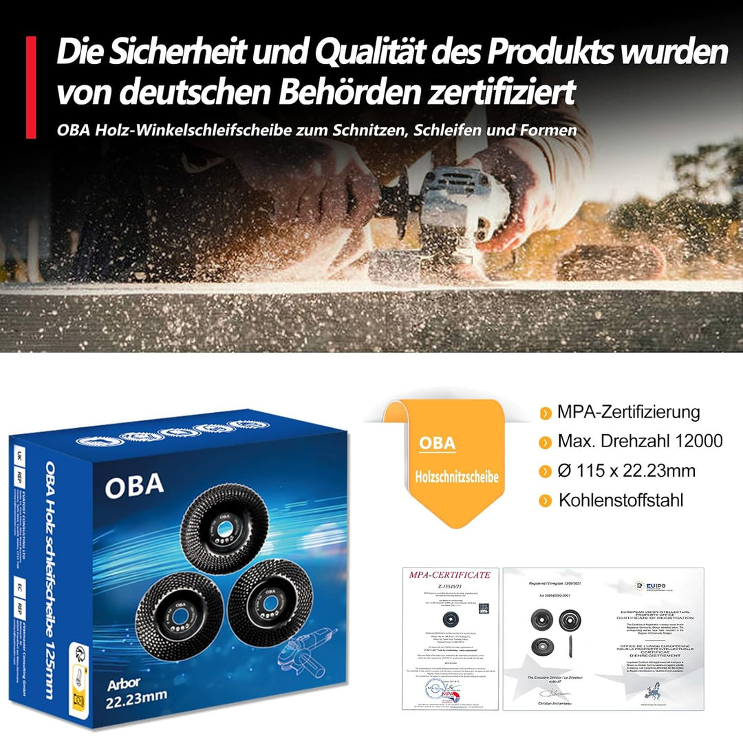 OBA Holz schleifscheibe für winkelschleifer 115mm Holzschnitzscheibe frässcheibe,Wolframcarbid HolzS