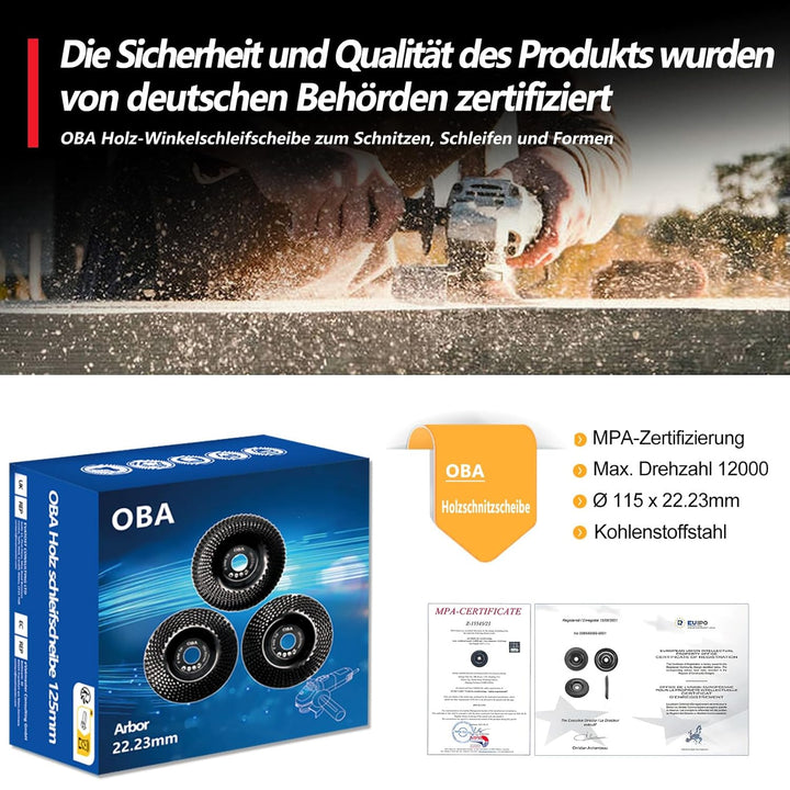 OBA Holz schleifscheibe für winkelschleifer 115mm Holzschnitzscheibe frässcheibe,Wolframcarbid HolzS