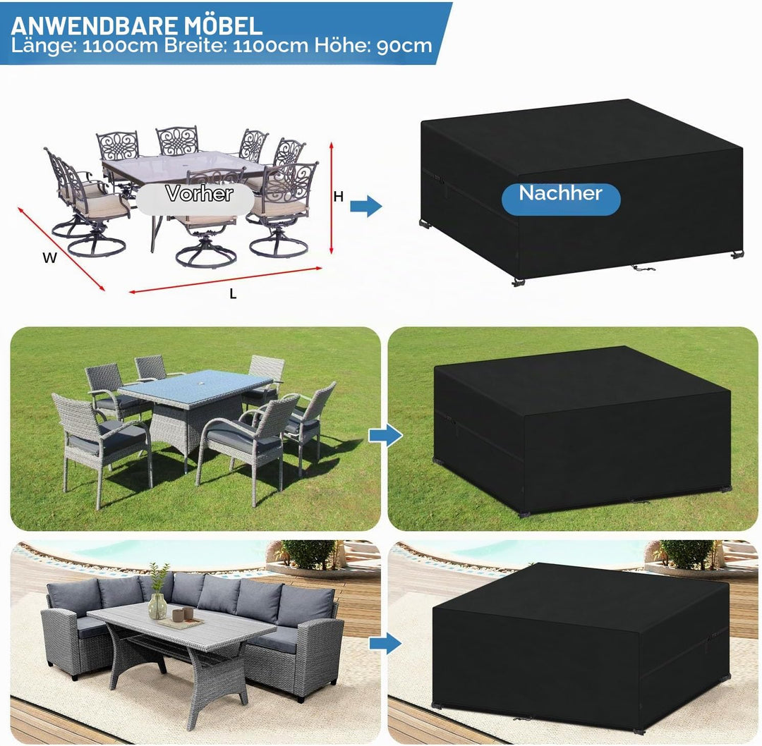 VANSHEIM Gartenmöbel Abdeckung Wasserdicht Schutzhülle Gartenmöbel Abdeckplane Gartenmöbel abdeckhau
