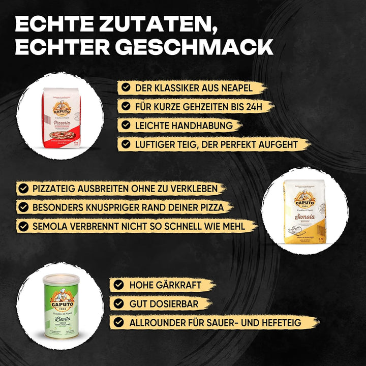 DELICRET elektrischer Pizzaofen 12” mit Pizzaschieber &amp; Pizzateig Starter Kit für Pizza Napoletana -