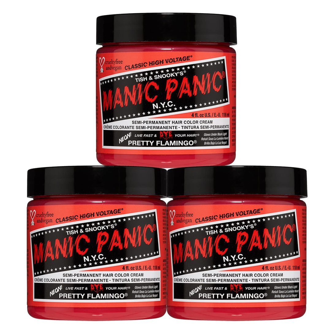 Manic Panic Pretty Flamingo Classic Creme, Vegan, Cruelty Free, Pink Semi Permanent Hair Dye 3 x 118