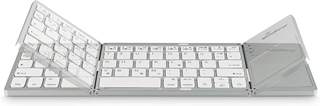 MediaRange kompakte Funk-Tastatur mit 63 Tasten und Touchpad, QWERTZ (DE/AT/CH) Tastaturbelegung, si