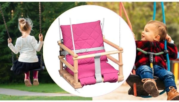 Holz Babyschaukel, Kinderschaukel, Schaukel für Kinder Schaukel 3 in 1 + SICHERHEITSGURT, Kleinkinds